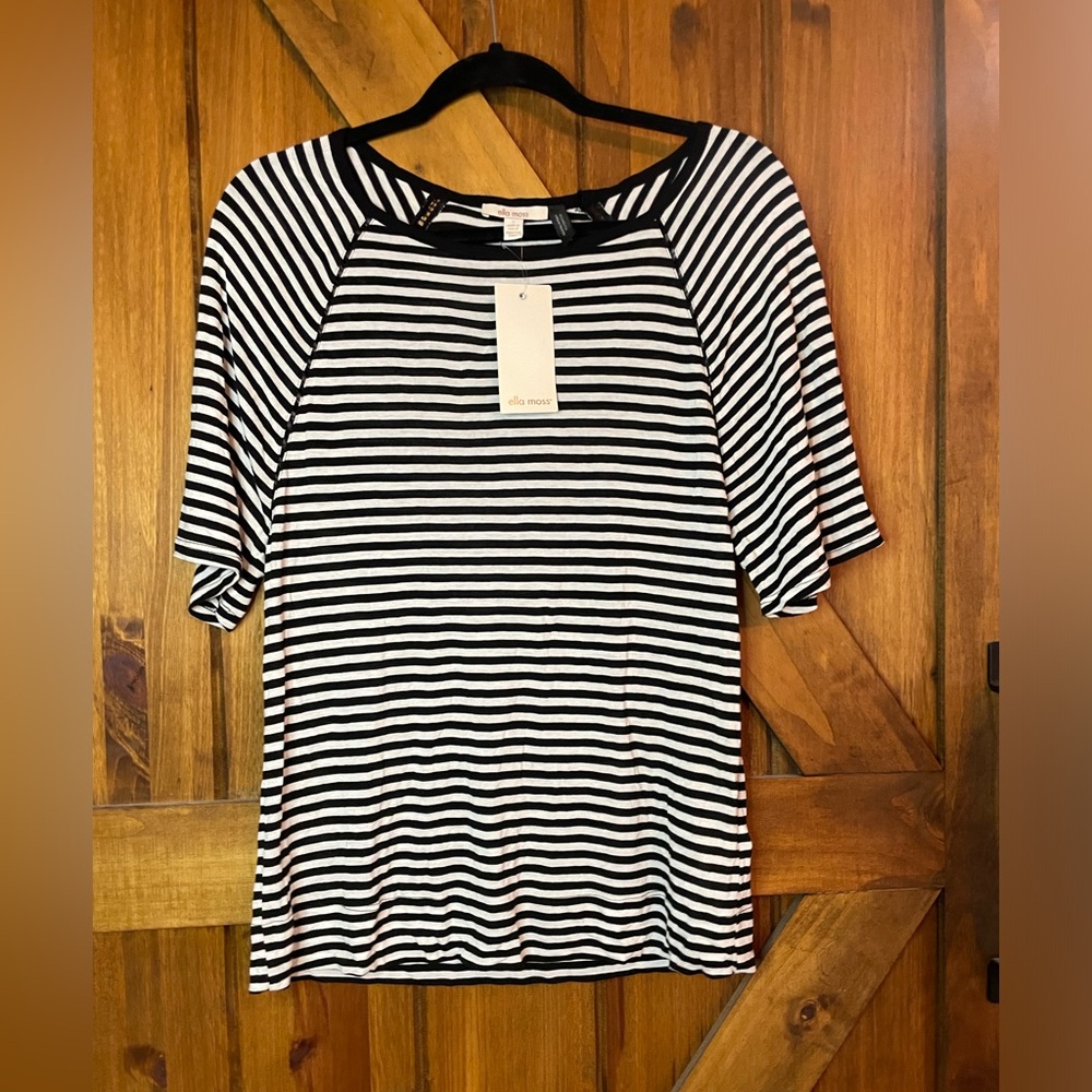 Ella Moss‎ Black & White Striped T-Shirt